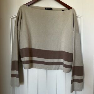 Cropped Nasty Gal sweater tan with stripe